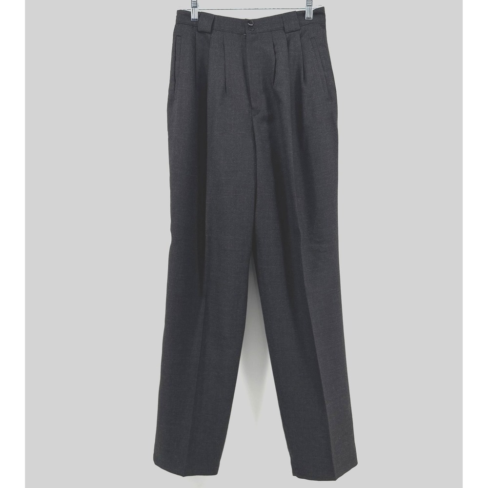 Herman Geist Dress Pants Womens 12L Gray 100% Wool Pleated Interview 29x32.5
